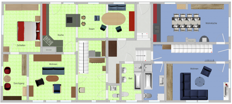 Grundriss Erdgeschoss mit Einrichtungsvorschlag